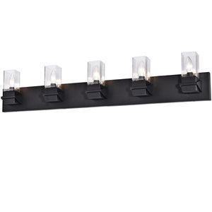 Dainolite Veronica 5-Light Matte Black Vanity Light Fixture - Clear Glass