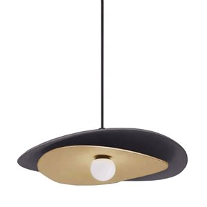 Luminaire suspendu Paven de Dainolite 12 W à DEL noir mat/laiton patiné