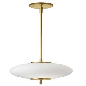 Dainolite Maddie 20 W LED Aged Brass Pendant with Opal White Glass