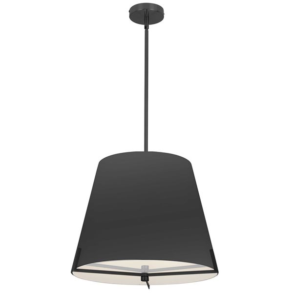 Luminaire suspendu Preston de Dainolite à 4 lumières 19 po de diamètre avec abat-jour en tissu noir, noir mat