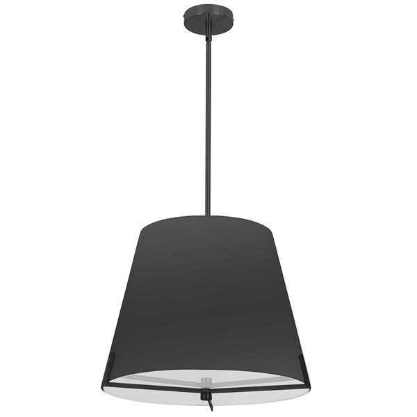 Dainolite Preston 4-Light 19-in dia Pendant with Black Fabric Shade - Matte Black