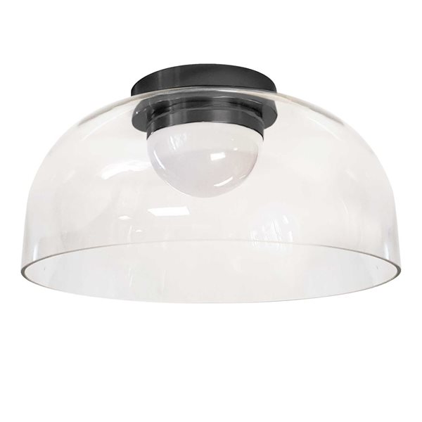 Dainolite Nadine 11.75-in 10 W 3000K Matte Black/Clear Glass Integrated LED Flush Mount Ceiling Light - 1/Pk