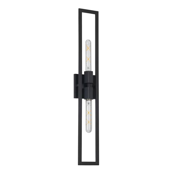 Dainolite Wisteria Tall 2-Light Matte Black Wall Sconce