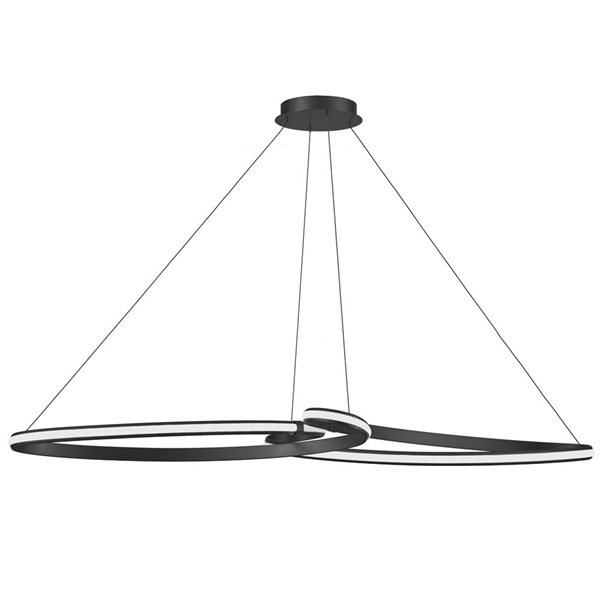 Luminaire suspendu Nola de Dainolite 76 W à DEL horizontal noir mat avec diffuseur siliconé blanc