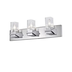 Luminaire de meuble-lavabo 3 lumières Veronica de Dainolite en verre transparent, chrome brillant