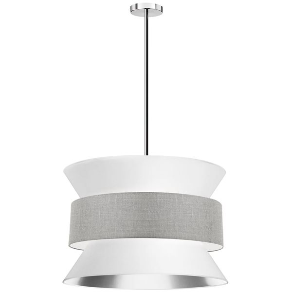 Dainolite Questa 4-Light Polished Chrome Pendant - White/Grey Shade