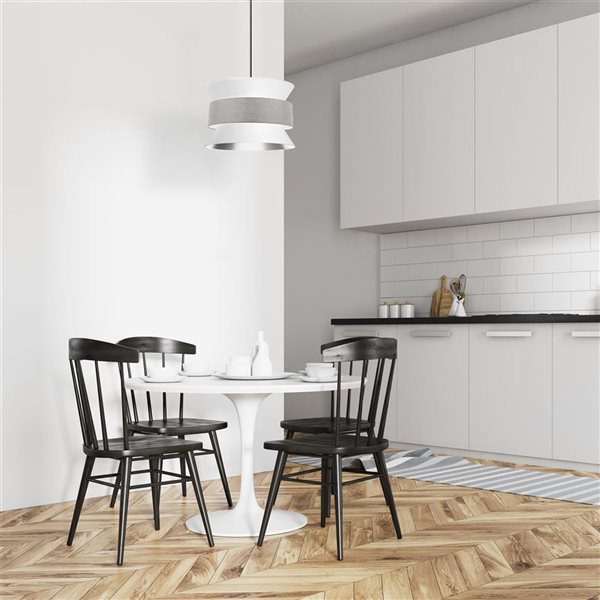 Dainolite Questa 4-Light Polished Chrome Pendant - White/Grey Shade