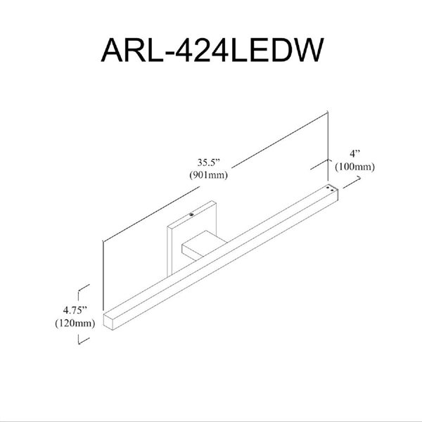 Luminaire de meuble-lavabo Arandel de Dainolite 24 W à DEL en chrome poli avec diffuseur acrylique blanc