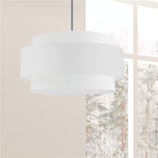 Dainolite Priya 4-Light 30-in dia Polished Chrome Pendant - White Shade