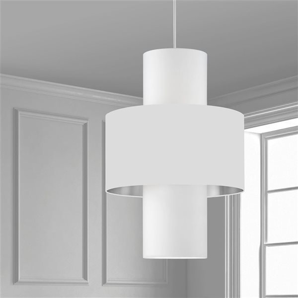 Dainolite Patrona 4-Light Polished Chrome Pendant with Silver/White Shades