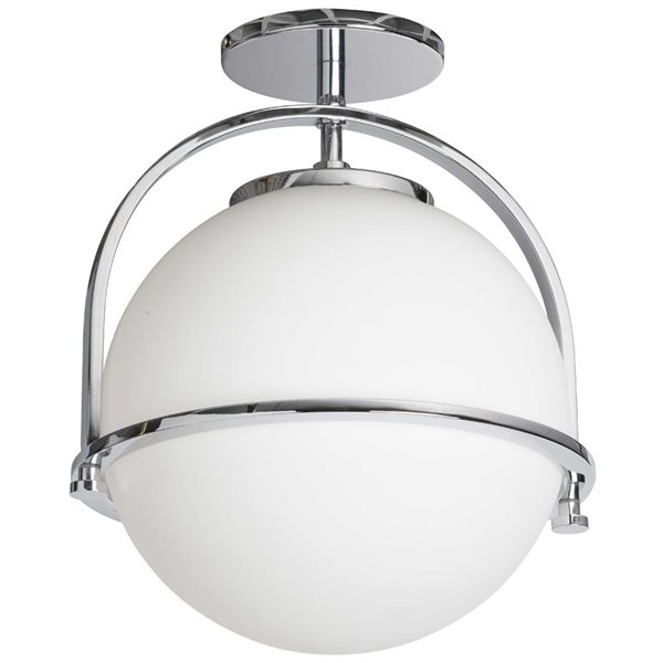 Dainolite Paola 1-Light White Opal Glass Polished Chrome Semi-Flush Mount