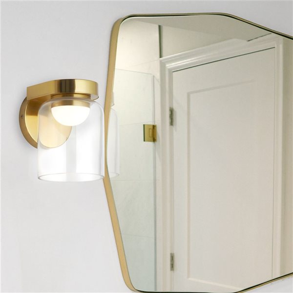 Dainolite Nadine 10 W LED Clear Glass Wall Sconce - Aged Brass