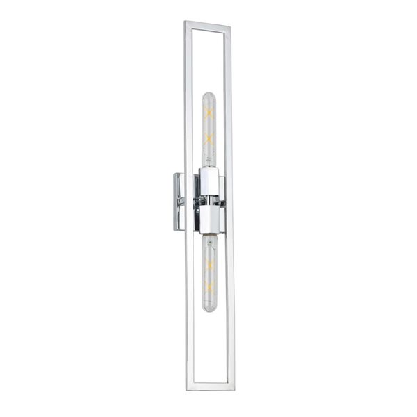 Dainolite Wisteria 2-Light Tall Polished Chrome Wall Sconce