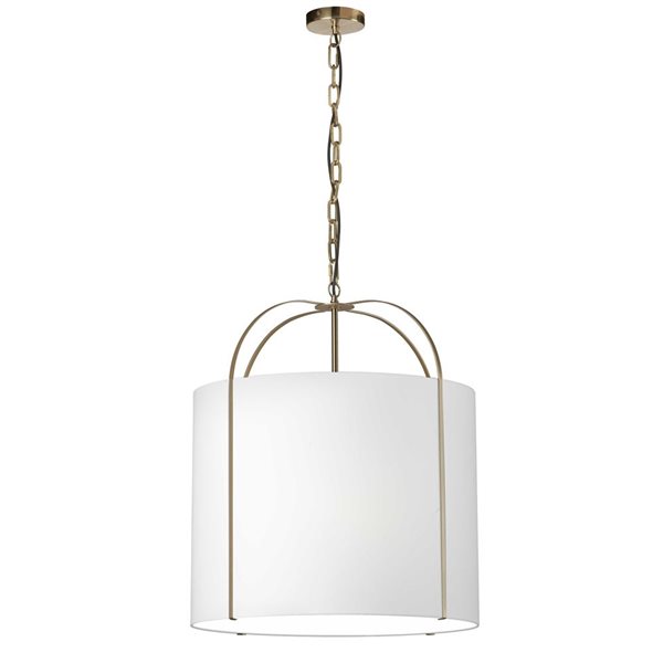 Dainolite Quincy 3-Light Gold Pendant - White Shade