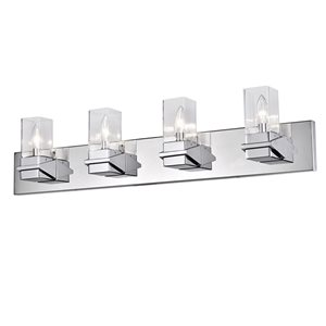 Luminaire de meuble-lavabo 4 lumières Veronica de Dainolite en chrome brillant, verre clair