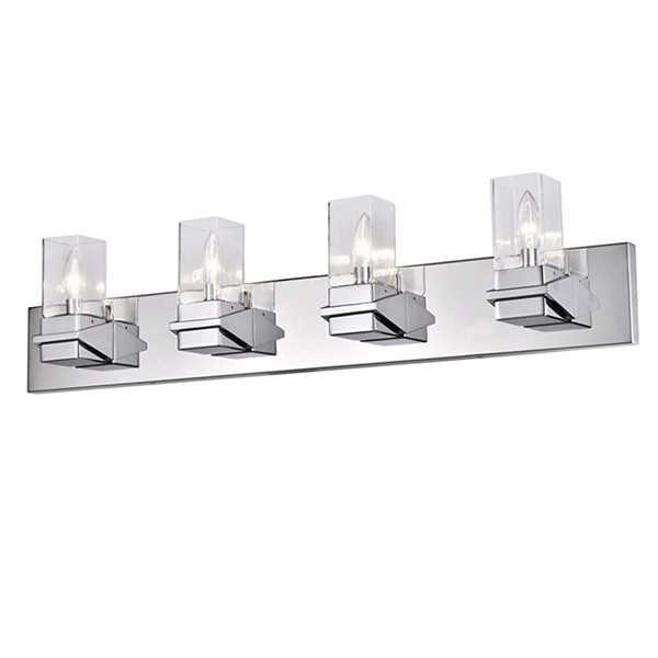 Dainolite Veronica 4-Light Polished Chrome Vanity Light - Clear Glass