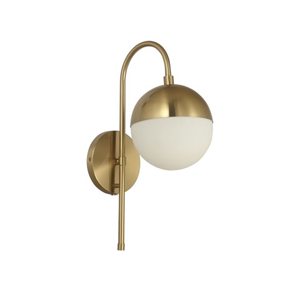 Dainolite Dayana 1-Light White Opal Glass Wall Sconce - Aged Brass