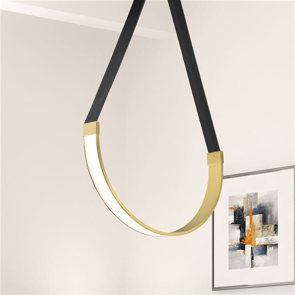 Dainolite Regan 30 W Aged Brass LED Pendant with White Silicone Diffuser