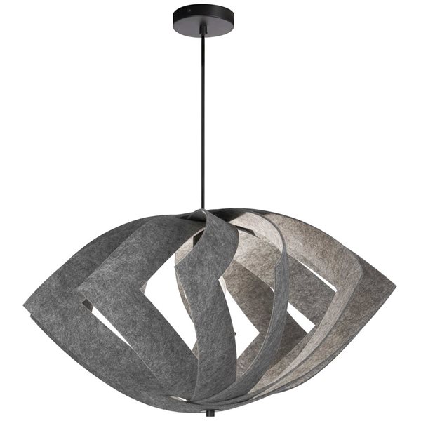 Dainolite Rotem 1-Light Matte Black Pendant with Grey Shade