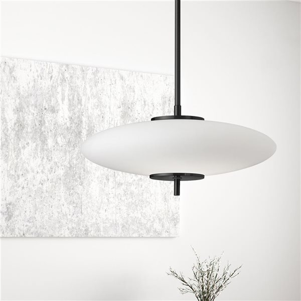 Dainolite Maddie 20 W LED Opal White Glass Pendant - Matte Black