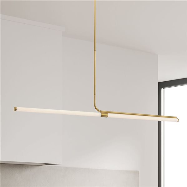 Dainolite Corvette 24 W Horizontal Aged Brass Pendant with White Acrylic Diffuser