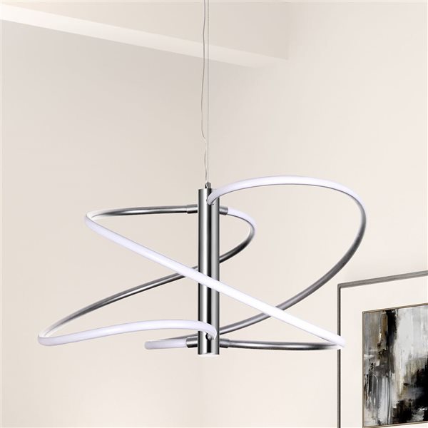 Dainolite Romy 36 W LED Polished Chrome Pendant with White Silicone Diffuser