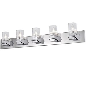 Dainolite Veronica 5-Light Polished Chrome Vanity Light - Clear Glass