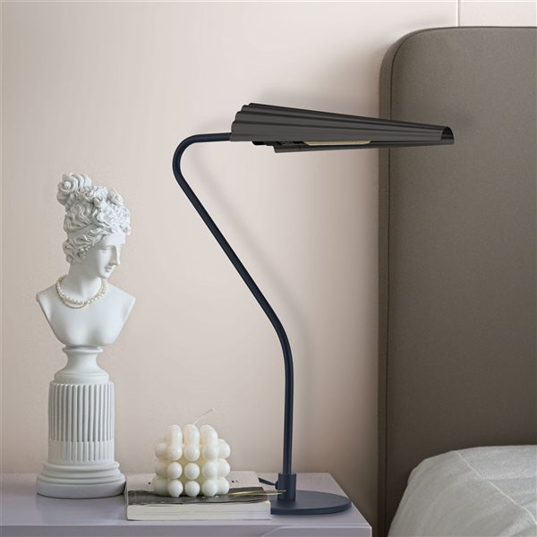 Dainolite Cassie 1-Light Incandescent Matte Black Table Lamp