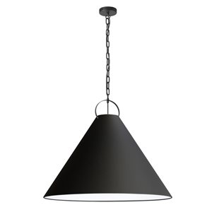 Suspension à abat-jour noir Princeton de Dainolite 1 lumière 32 po de diamètre, fini noir mat