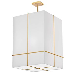 Dainolite Raquel 4-Light Incandescent Gold Pendant with White Shade