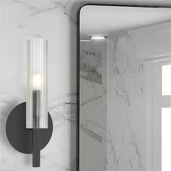 Dainolite Wand 1-Light Frosted Glass Wall Sconce - Matte Black