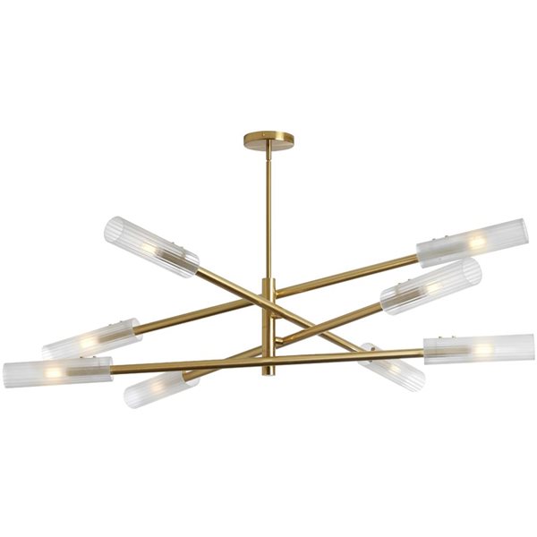 Dainolite Wand 8-Light Frosted Glass Pendant - Aged Brass