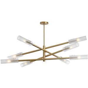 Dainolite Wand 8-Light Frosted Glass Pendant - Aged Brass