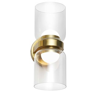 Dainolite Nadine 20 W 2-Light LED Clear Glass Wall Sconce - Aged Brass