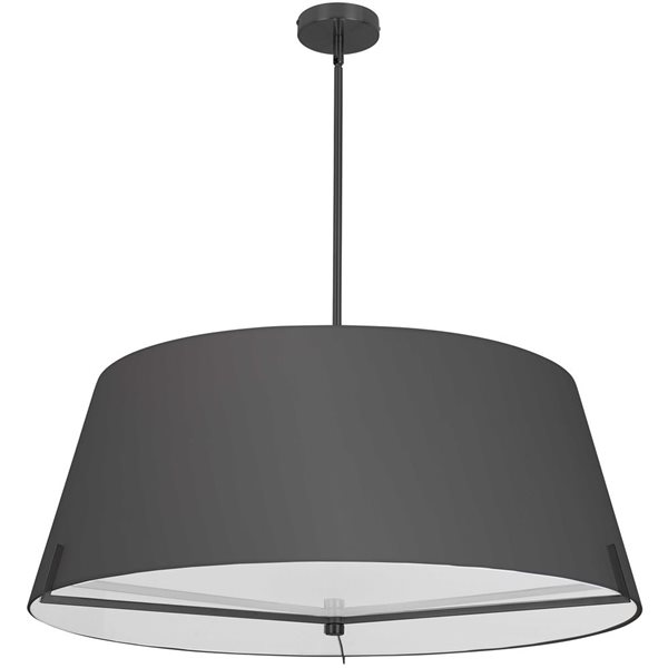 Luminaire suspendu Preston de Dainolite à 4 lumières 3 po de diamètre noir mat, abat-jour en tissu noir