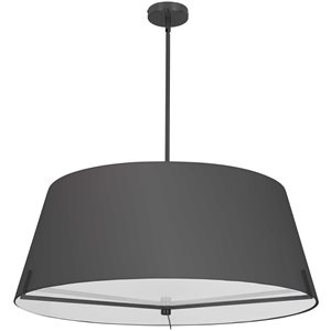 Luminaire suspendu Preston de Dainolite à 4 lumières 3 po de diamètre noir mat, abat-jour en tissu noir