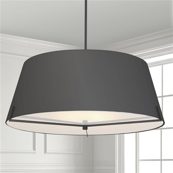 Dainolite Preston 4-Light 3-in dia Matte Black Pendant with Black Fabric Shade