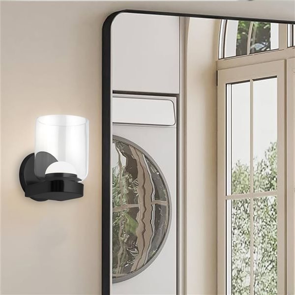 Applique murale Nadine de Dainolite 10 W à DEL en verre transparent, noir mat