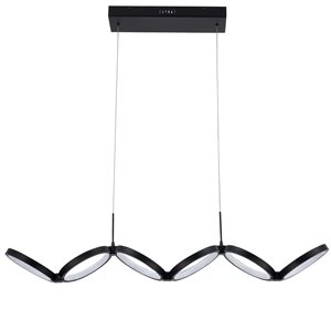 Luminaire suspendu Philo de Dainolite horizontal 50 W à DEL noir mat, diffuseur siliconé blanc