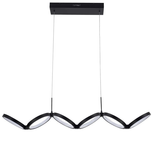 Dainolite Philo 50 W LED Horizontal Matte Black Pendant - White Silicone Diffuser