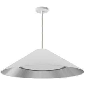 Luminaire suspendu Padme de Dainolite 30 W blanc mat, abat-jour blanc/argenté