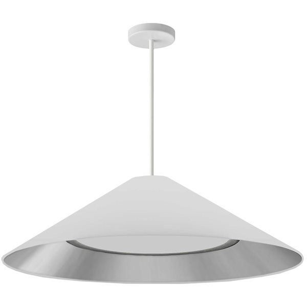 Dainolite Padme 30 W Matte White Pendant - White/Silver Shade