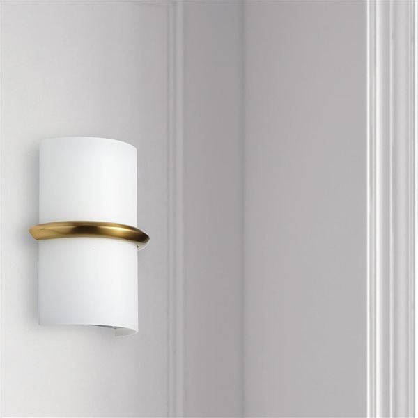 Dainolite Wallace 14 W Opal White Glass Wall Sconce - Aged Brass