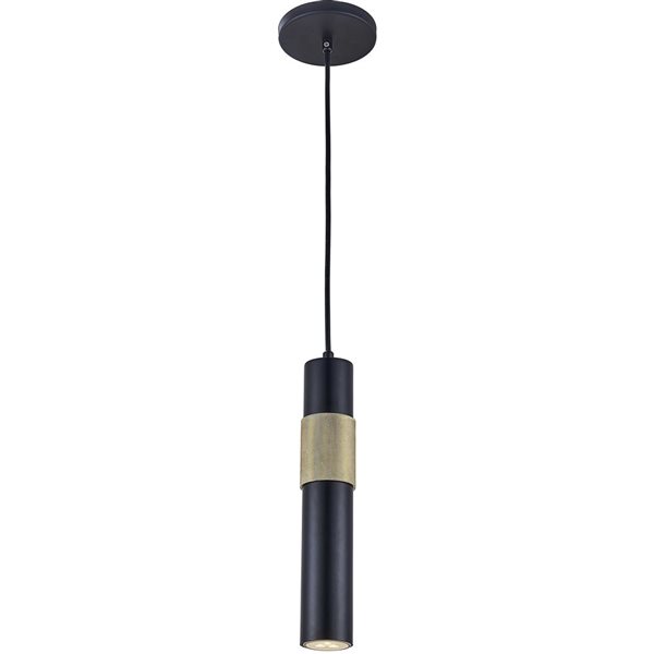 Dainolite Passwell 1-Light Pendant - Matte Black/Aged Brass