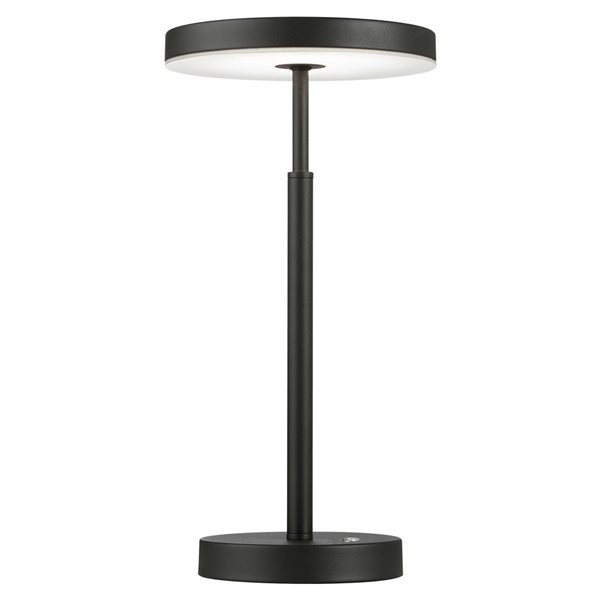 Lampe de table noir sablé Francine de Dainolite 10 W, diffuseur en acrylique blanc