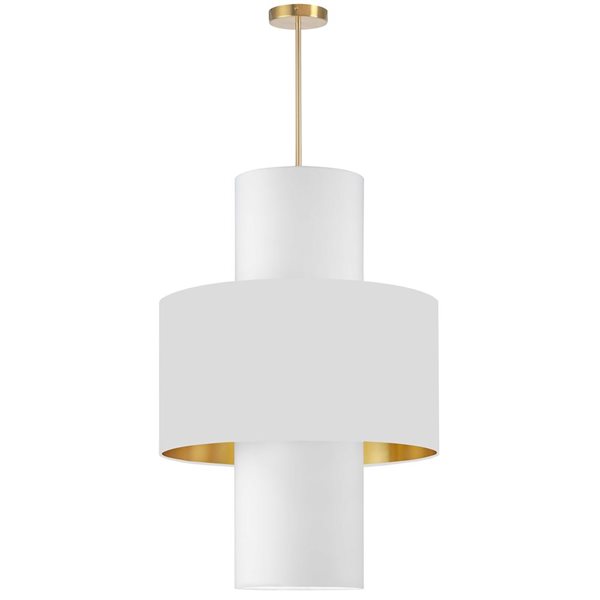 Dainolite Patrona 4-Light Aged Brass Pendant - Gold/White Shades