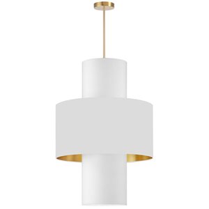 Dainolite Patrona 4-Light Aged Brass Pendant - Gold/White Shades