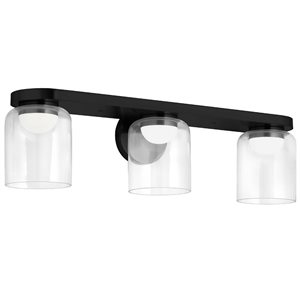 Luminaire de meuble-lavabo Nadine de Dainolite 30 W à DEL noir mat, verre transparent