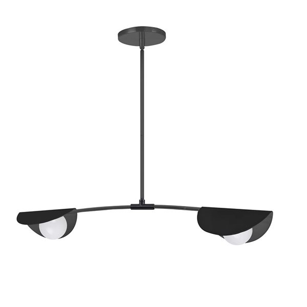 Dainolite Emma 2-Light White Glass Horizontal Pendant - Matte Black Finish