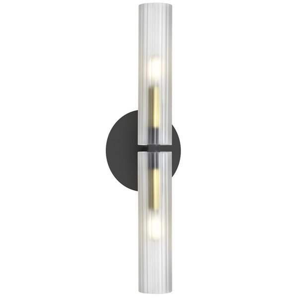 Dainolite Wand 2-Light Wall Sconce - Matte Black/Aged Brass - Frosted Glass